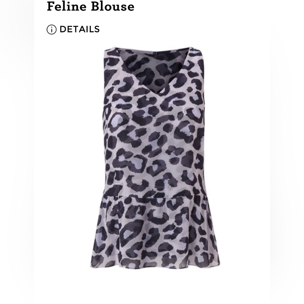 Cabi Feline Navy and Lilac Leopard Print Top
